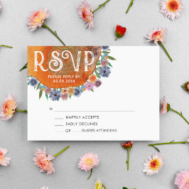 Cartão RSVP Casamento Minimalista de Aquarela Boho Flor Silves