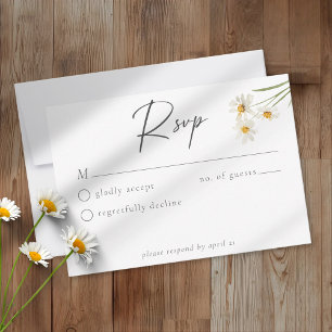 Cartão RSVP Casamento Minimalista de Aquarela de Margarida Ele