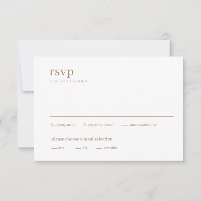 Cartão RSVP Casamento Minimalista de Cobre Moderno (Frente)