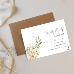 Cartão RSVP Casamento Minimalista de Ivory Bliss