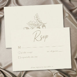 Cartão RSVP Casamento Minimalista de Outono com Folhas e Bolot