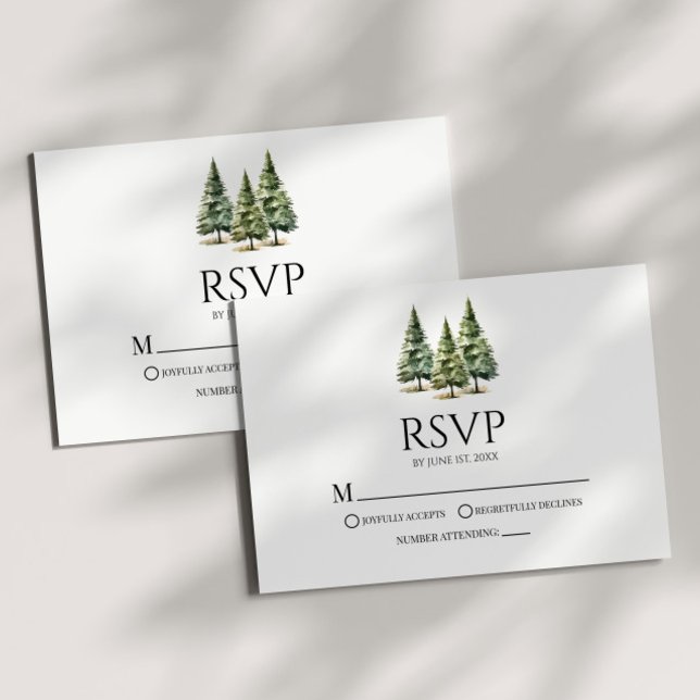 Cartão RSVP Casamento Minimalista de Pinheiros Neves (Criador carregado)