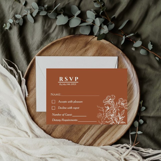Cartão RSVP Casamento minimalista de planalto-comum (Criador carregado)