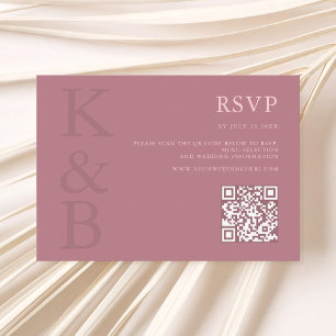 Cartão RSVP Casamento Minimalista de Rosa Monograma Moderno Du