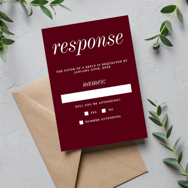 Cartão RSVP Casamento Minimalista de Rosewood Verdadeiro 2 (Criador carregado)