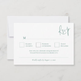 Cartão RSVP Casamento Minimalista do Escrevendo Emerald Green