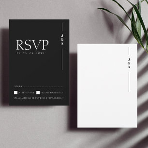 Cartão RSVP Casamento Minimalista do Monograma Branco Negro El