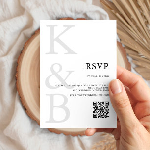 Cartão RSVP Casamento minimalista do monograma preto e branco