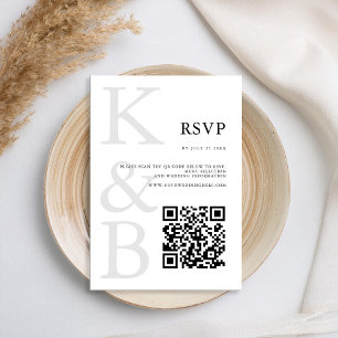 Cartão RSVP Casamento minimalista do monograma preto e branco 