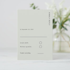 Cartão RSVP Casamento Minimalista e Chic em Verde Sage Moderno