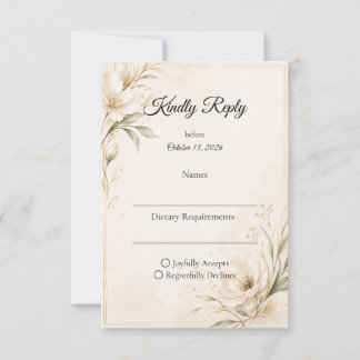 Cartão RSVP Casamento Minimalista Elegante