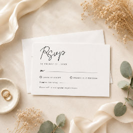 Cartão RSVP Casamento Minimalista Elegante