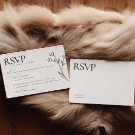 Cartão RSVP Casamento Minimalista Elegante Branco