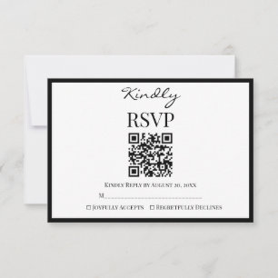 Cartão RSVP Casamento Minimalista Elegante em Preto e Branco