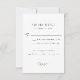 Cartão RSVP Casamento Minimalista Elegante Moderno Rotulo de V