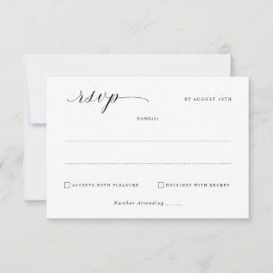 Cartão RSVP Casamento Minimalista Elegante Simples com Respost