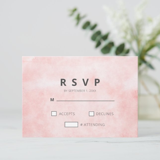 Cartão RSVP Casamento Minimalista Limpo de Pessegueira Moderna (Em pé/Frente)