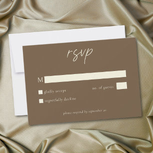Cartão RSVP Casamento Minimalista Marrom Cacau Elegante