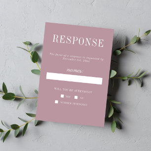 Cartão RSVP Casamento Minimalista Mauve Mauve de 6 Vintage