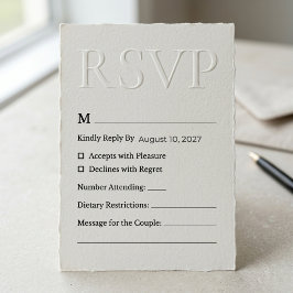 Cartão RSVP Casamento Minimalista Moderno com Relevo