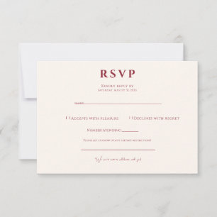 Cartão RSVP Casamento Minimalista Moderno de Cereja e Baunilha
