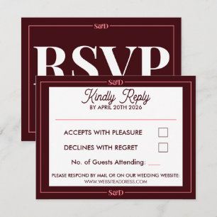 Cartão RSVP Casamento Minimalista Moderno Editável