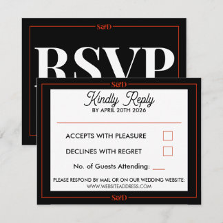 Cartão RSVP Casamento Minimalista Moderno Editável