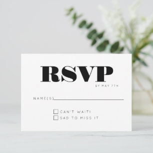 Cartão RSVP Casamento Minimalista Moderno Monograma Preto e Br