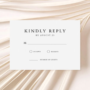 Cartão RSVP Casamento Minimalista Moderno Negro e Branco