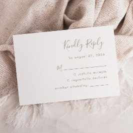 Cartão RSVP Casamento Minimalista Moderno Taupe