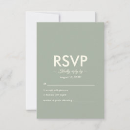 Cartão RSVP Casamento Minimalista Moderno | Verde Sage Atempor