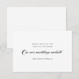 Cartão RSVP Casamento Minimalista Preto e Branco Elegante Mode