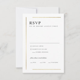 Cartão RSVP Casamento Minimalista Preto e Branco Elegante Mode