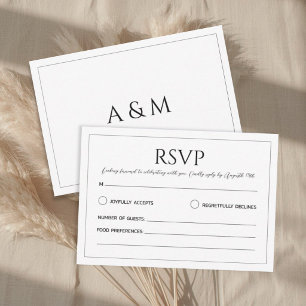 Cartão RSVP Casamento minimalista preto e branco moderno