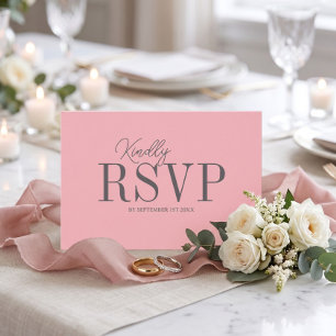 Cartão RSVP Casamento Minimalista Rosa Bege Elegante