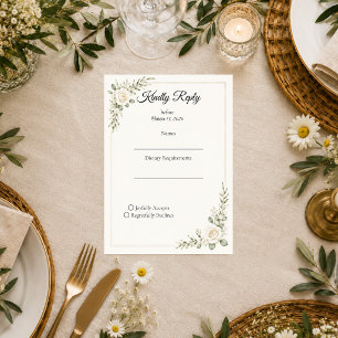 Cartão RSVP Casamento Minimalista Rosa de Marfim Atemporal