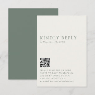 Cartão RSVP Casamento Minimalista Sage Verde Código QR Online