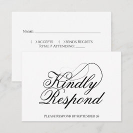 Cartão RSVP Casamento Minimalista Simples de Script Elegante