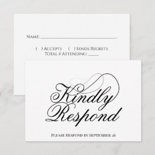 Cartão RSVP Casamento Minimalista Simples de Script Elegante