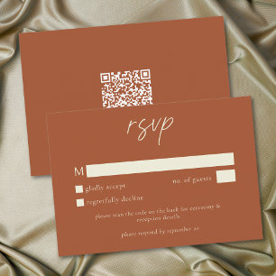Cartão RSVP Casamento Minimalista Terracota de Ferrugem Elegan