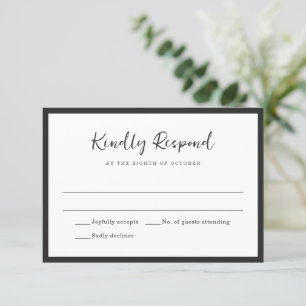Cartão RSVP Casamento Minimalista Tipografia Moderna