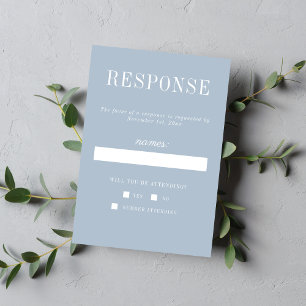Cartão RSVP Casamento Minimalista Verdadeiro de Azul 6 Gelo