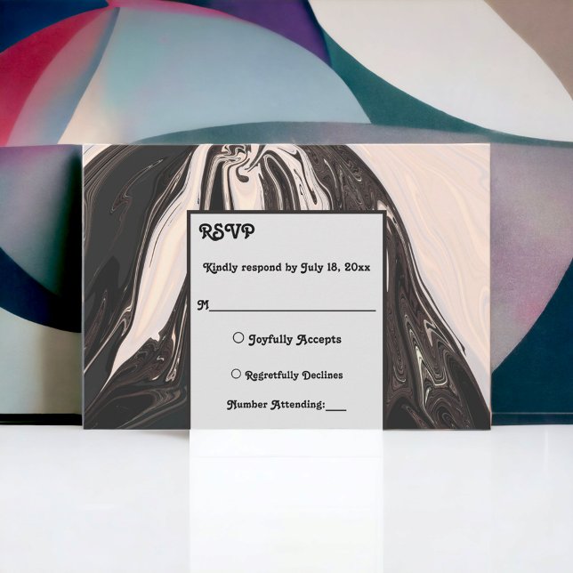 Cartão RSVP Casamento Mínimo Contemporâneo De Arte Negra E Bra (Criador carregado)