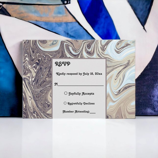 Cartão RSVP Casamento mínimo de Abstrato de Arte da Terra Boêm (Criador carregado)