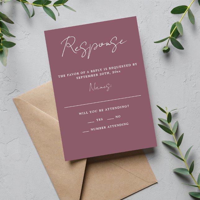Cartão RSVP Casamento Mínimo de Disco com Script Simplicity 3  (Criador carregado)