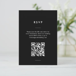 Cartão RSVP Casamento Mínimo de Negra e Escrita Branca Moderno