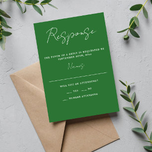 Cartão RSVP Casamento Mínimo de Prados com Simplicidade 3 Scri