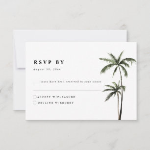 Cartão RSVP Casamento Mínimo de Praia da Ilha Tropical Palm T