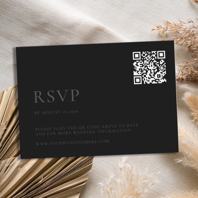 Cartão RSVP Casamento Mínimo de Preto de Matte Moderno (Criador carregado)