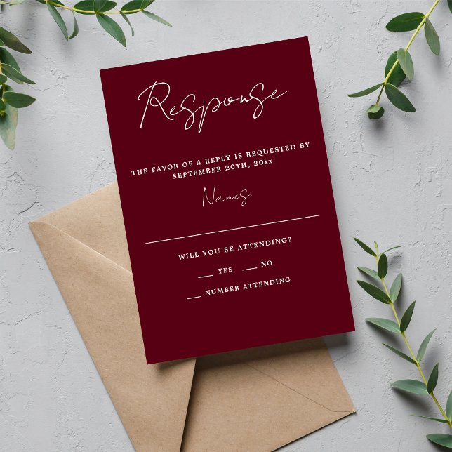 Cartão RSVP Casamento Mínimo de Rosewood com Simplicidade 3 Ve (Criador carregado)